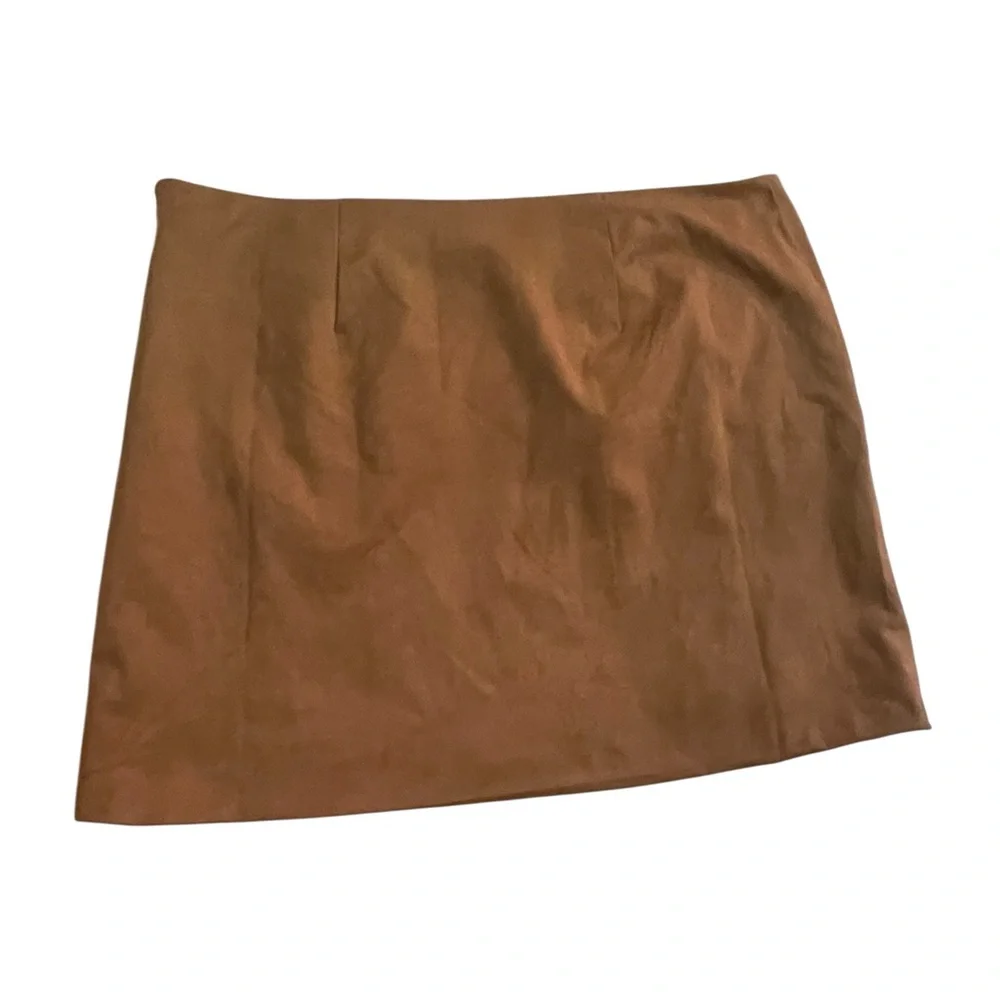 Future Collective Women's‎ Suede Studded Mini A-Line Skirt Brown 14